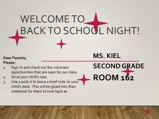 Welcome to  Back to School Night!