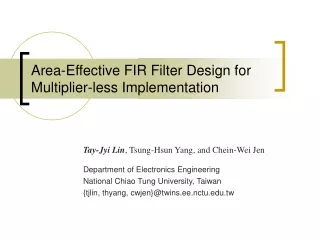 Area-Effective FIR Filter Design for Multiplier-less Implementation