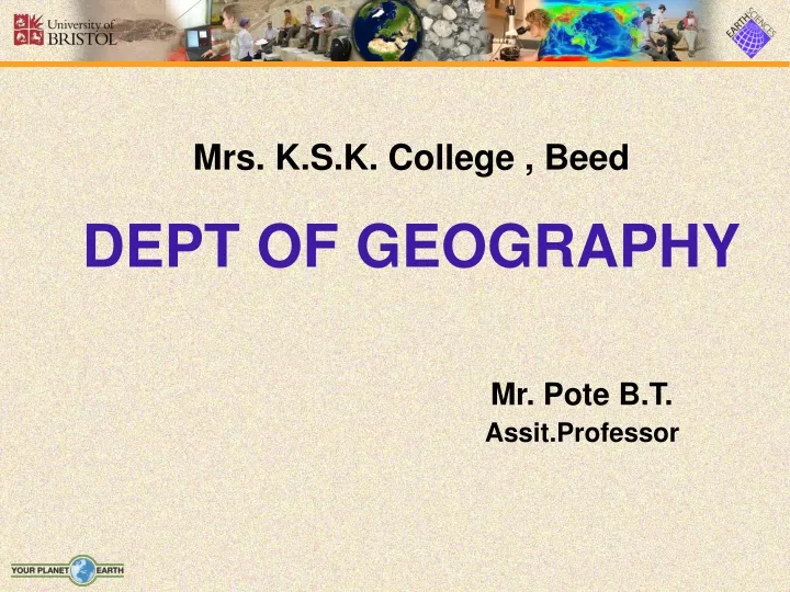 mrs k s k college beed dept of geography mr pote