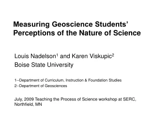 Measuring Geoscience Students’ Perceptions of the Nature of Science