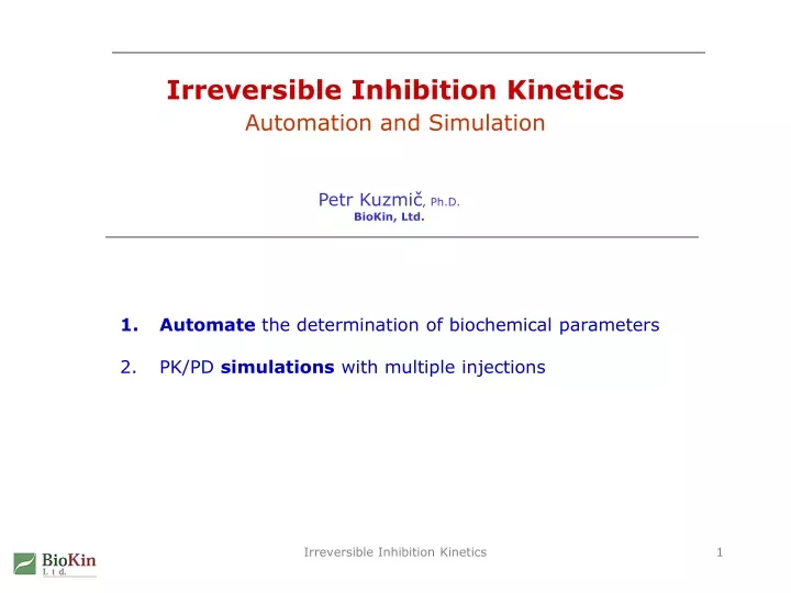 irreversible inhibition kinetics