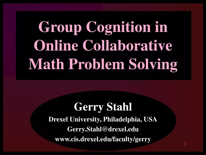 group cognition in online collaborative math problem solving