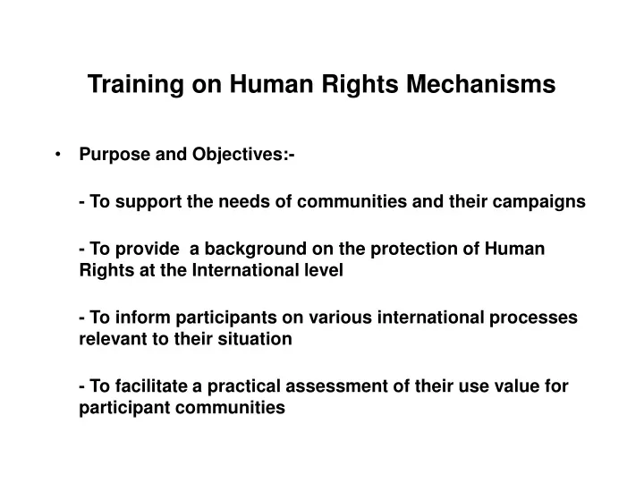 training on human rights mechanisms