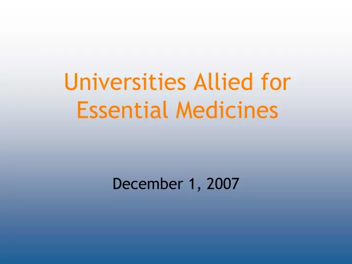 universities allied for essential medicines