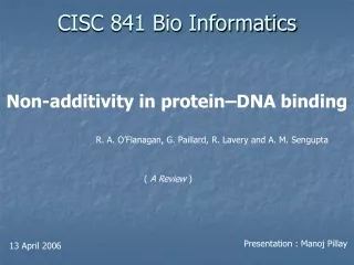 CISC 841 Bio Informatics
