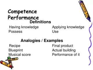 Competence 	    Performance