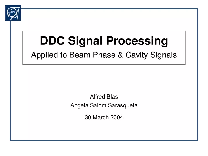 ddc signal processing applied to beam phase cavity signals