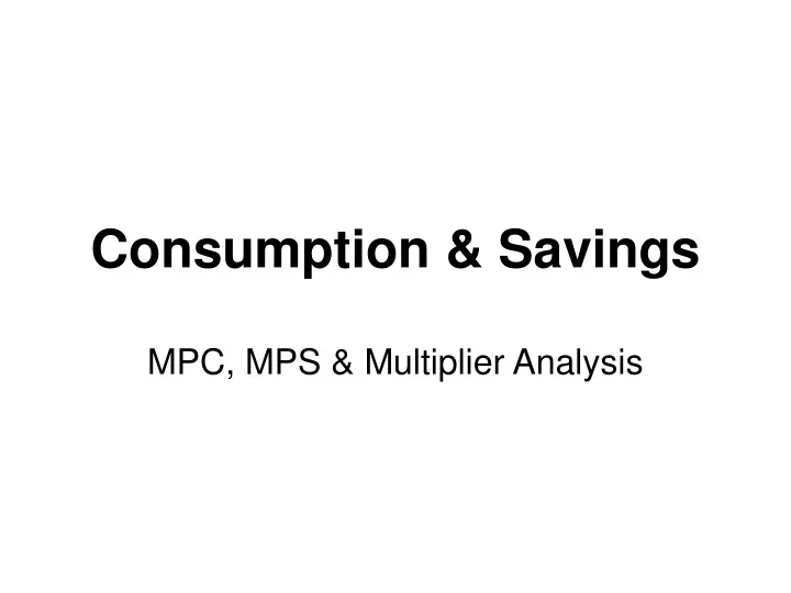 consumption savings