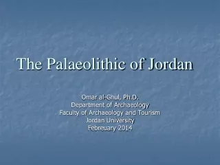 The Palaeolithic of Jordan