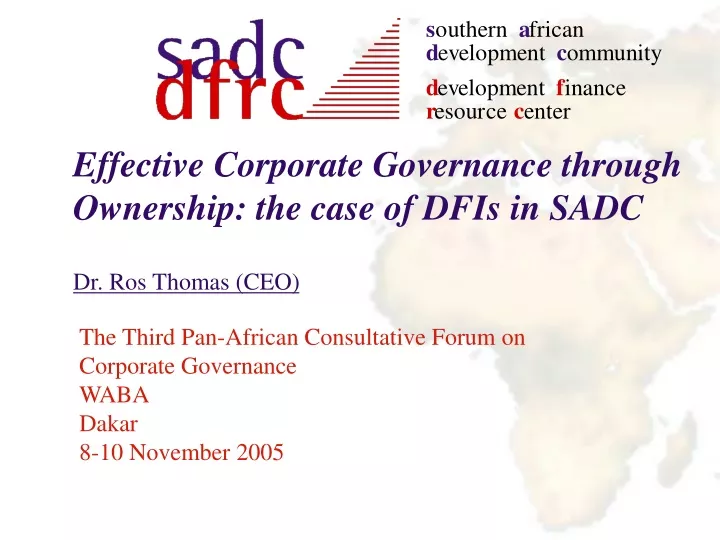 the third pan african consultative forum on corporate governance waba dakar 8 10 november 2005