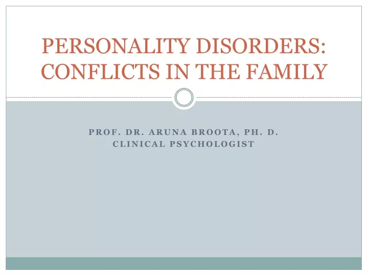 personality disorders conflicts in the family