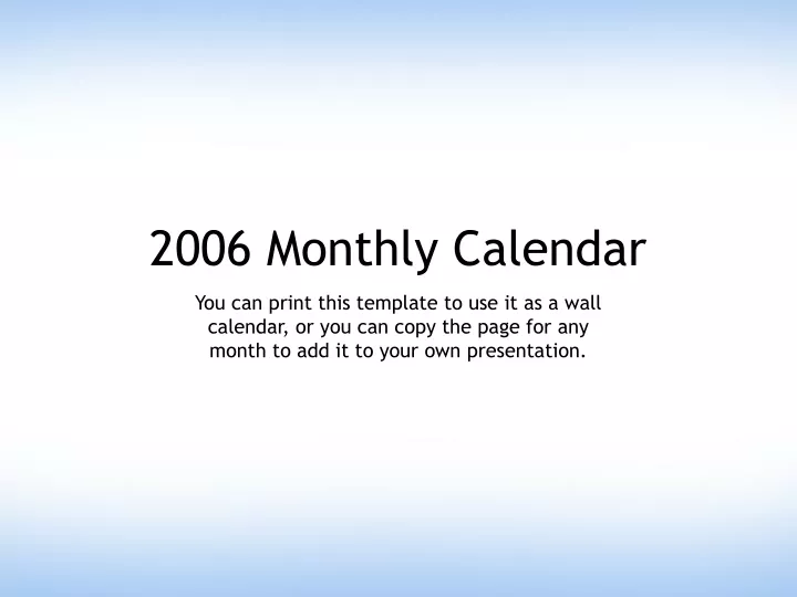 2006 monthly calendar