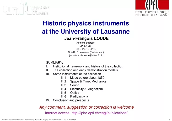 historic physics instruments at the university