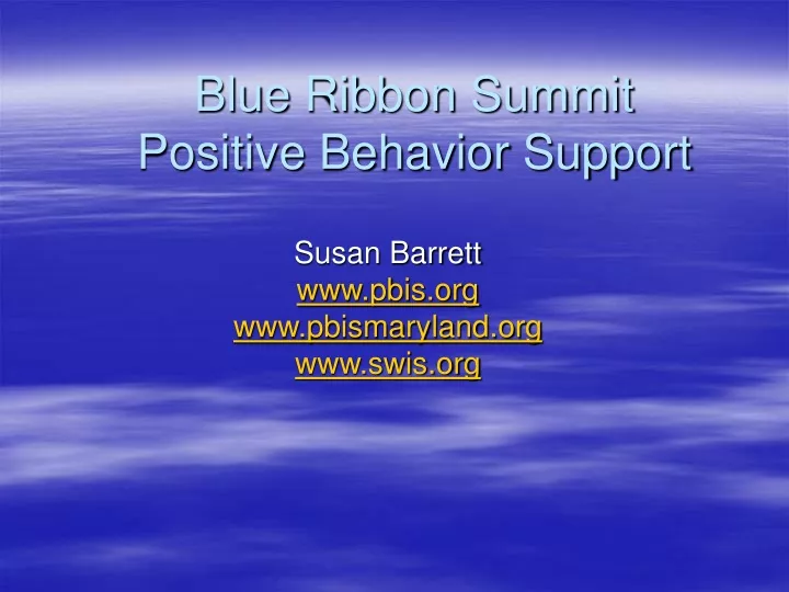 blue ribbon summit positive behavior support
