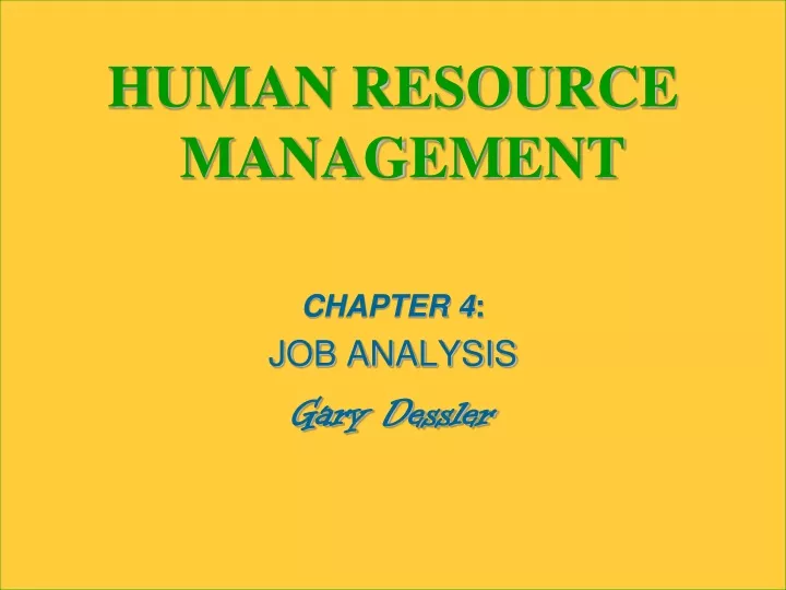 human resource management chapter 4 job analysis