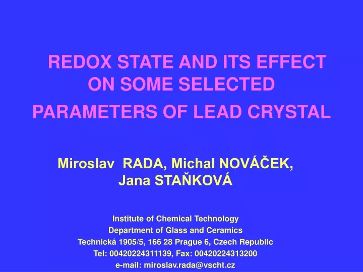 redox state and its effect on some selected parameters of lead crystal