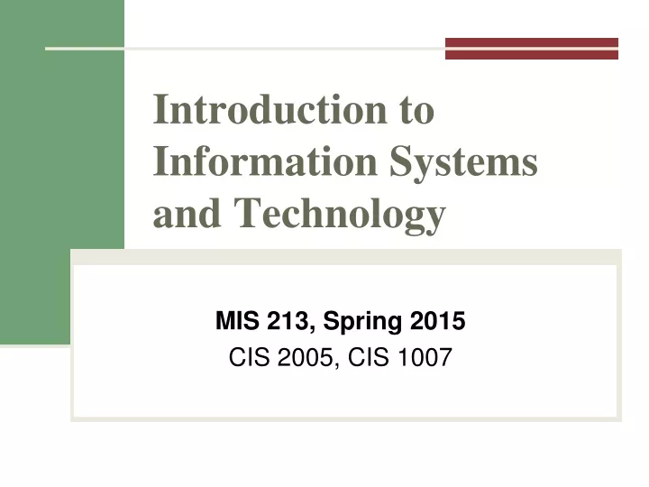 introduction to information systems and technology