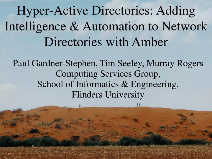 hyper active directories adding intelligence automation to network directories with amber