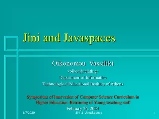 Jini and Javaspaces