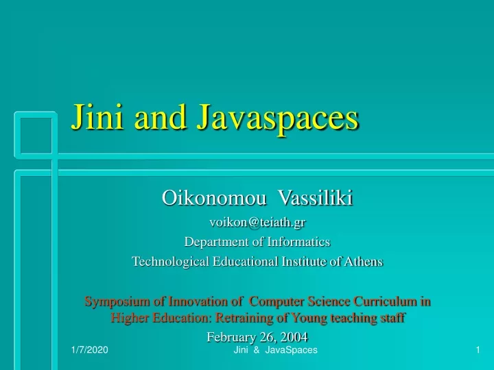 jini and javaspaces