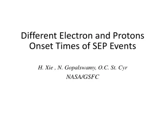 Different Electron and Protons Onset Times of SEP Events H. Xie , N. Gopalswamy, O.C. St. Cyr