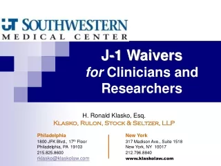 J-1 Waivers  for  Clinicians and Researchers