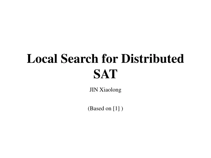 local search for distributed sat