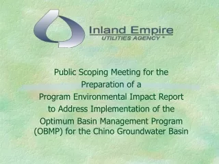 Public Scoping Meeting for the  Preparation of a Program Environmental Impact Report