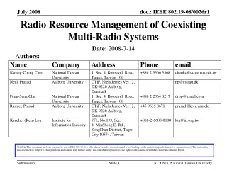 Radio Resource Management of Coexisting Multi-Radio Systems