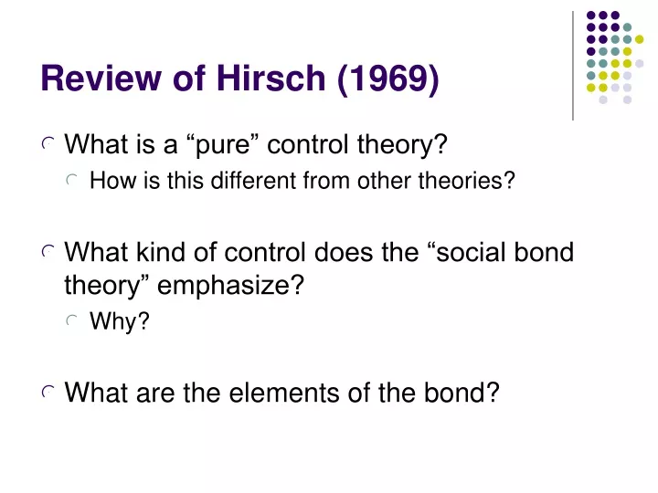 review of hirsch 1969