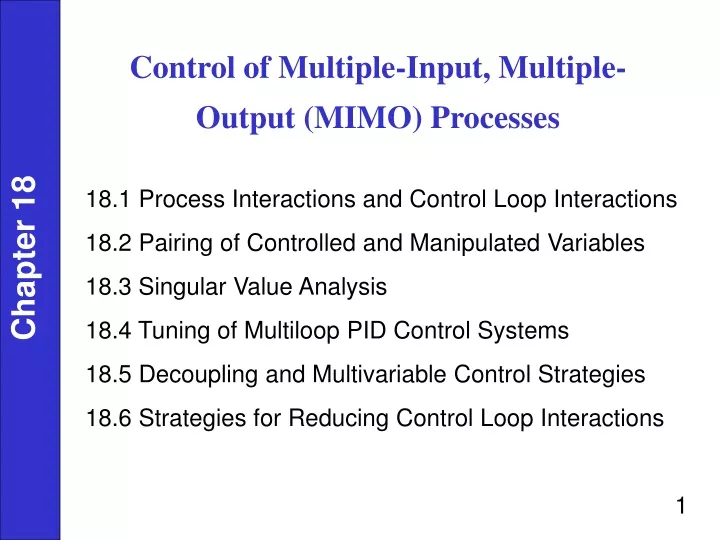 control of multiple input multiple output mimo
