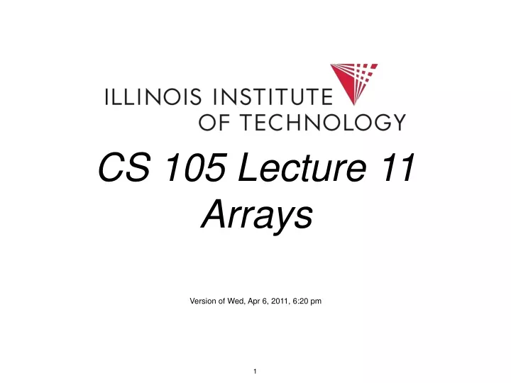 cs 105 lecture 11 arrays