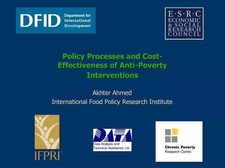 policy processes and cost effectiveness of anti poverty interventions