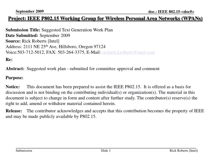 project ieee p802 15 working group for wireless