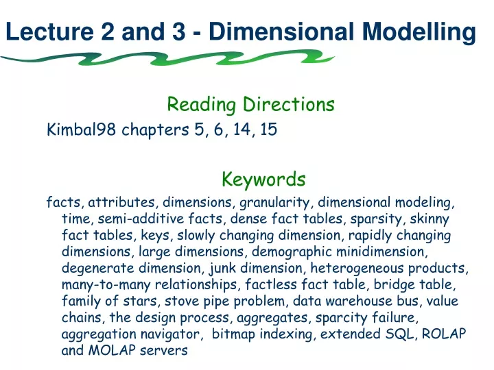lecture 2 and 3 dimensional modelling