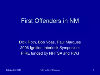 First Offenders in NM
