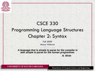 CSCE 330 Programming Language Structures Chapter 2: Syntax
