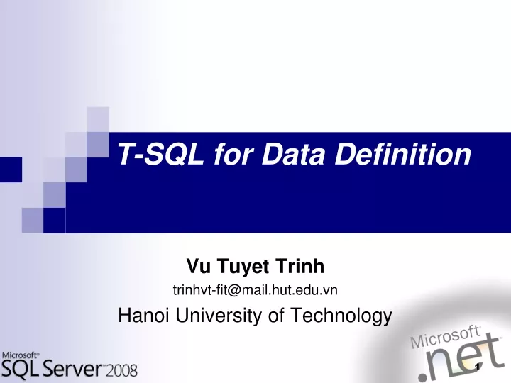 t sql for data definition