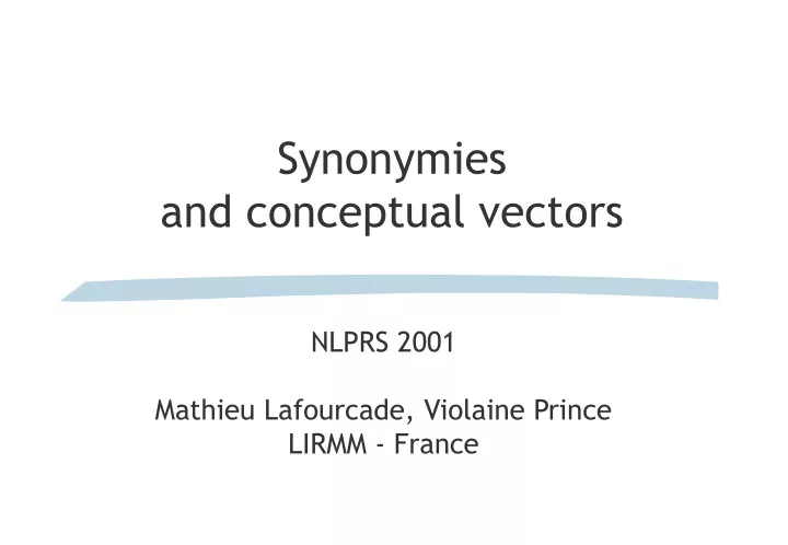 synonymies and conceptual vectors