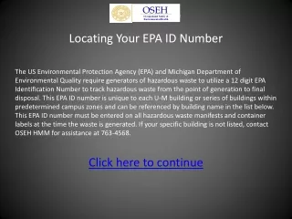 Locating Your EPA ID Number