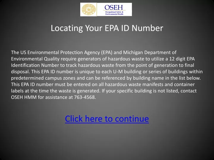 locating your epa id number