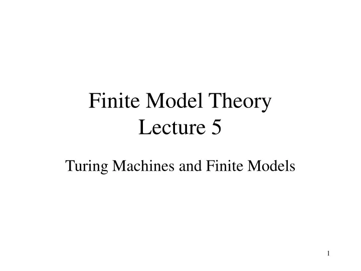 finite model theory lecture 5