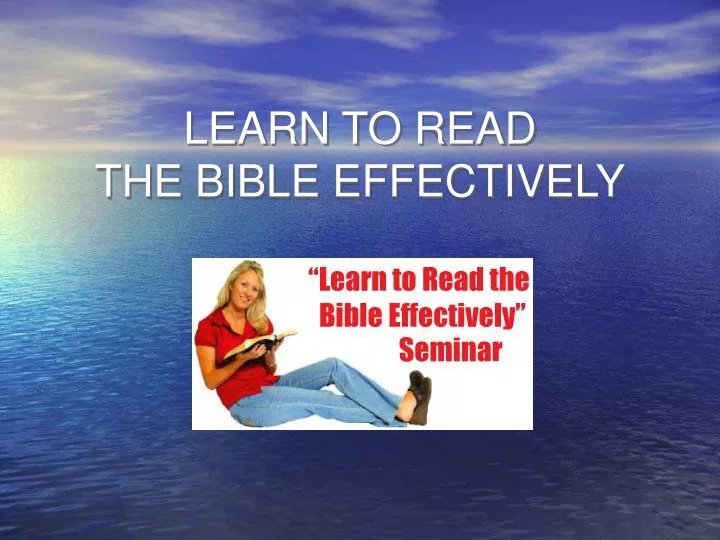 learn to read the bible effectively