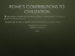 Rome’s Contributions to Civilization