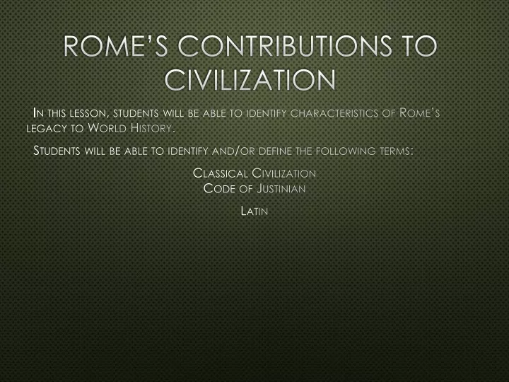 rome s contributions to civilization