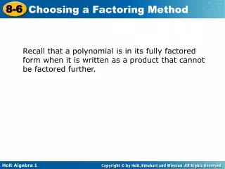 Example 1: Determining Whether a Polynomial is Completely Factored