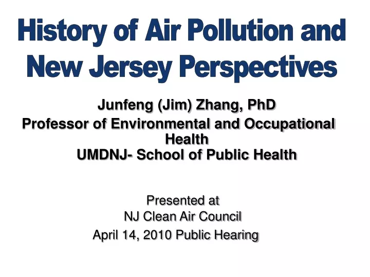 junfeng jim zhang phd professor of environmental