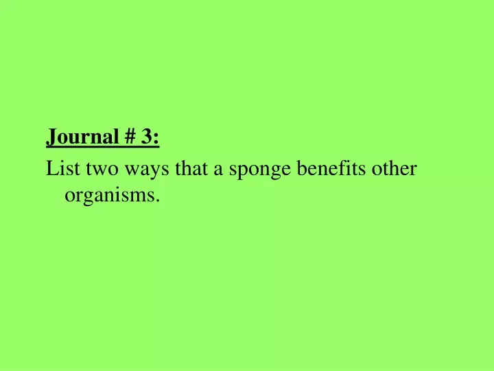 journal 3 list two ways that a sponge benefits