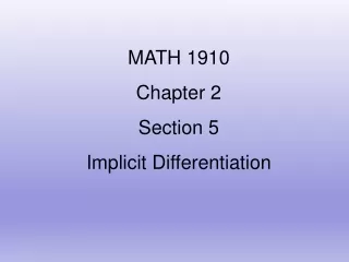 MATH 1910 Chapter 2 Section 5 Implicit Differentiation