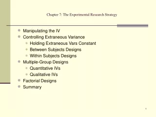 Chapter 7: The Experimental Research Strategy